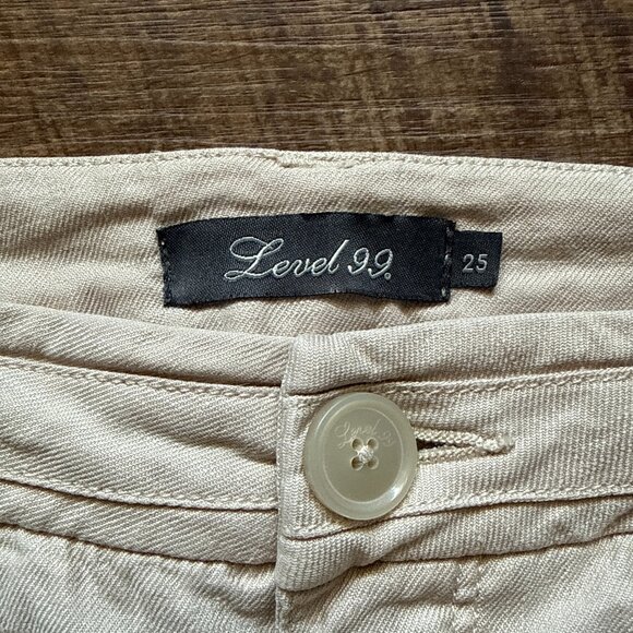 Level 99 Khaki Linen blend bootcut pants Size 25 - Picture 4 of 12